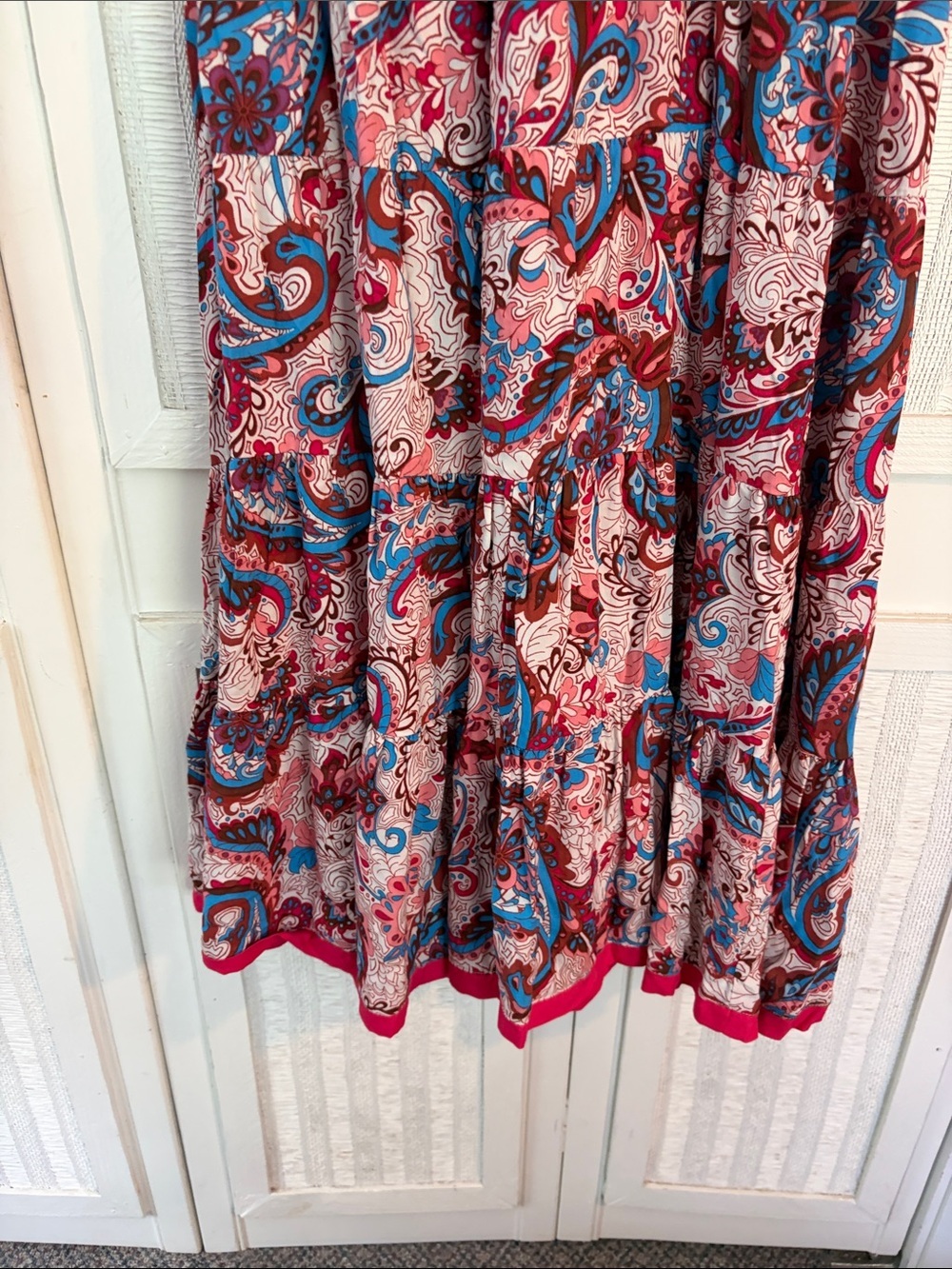 Soft Surrounding Womens Kara Framboise Paisley Burgundy Maxi Tiered Dress 1X - Picture 8 of 10